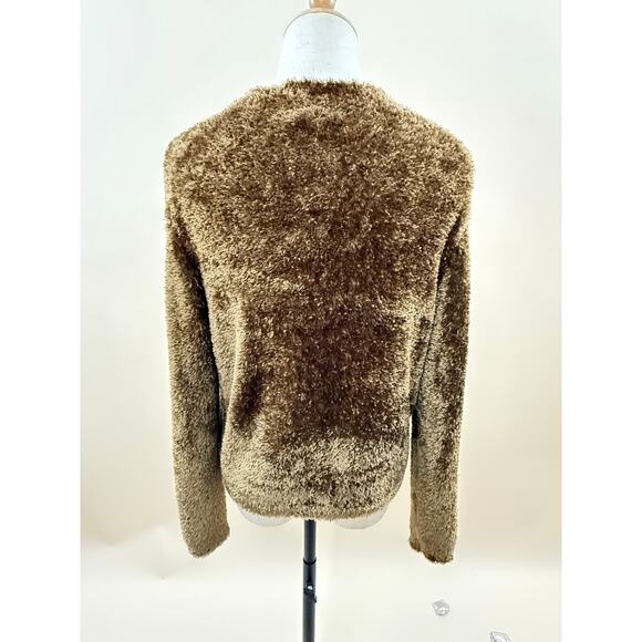 Prologue Brown Fuzzy Crew Neck Sweatshirt - Picture 3 of 3